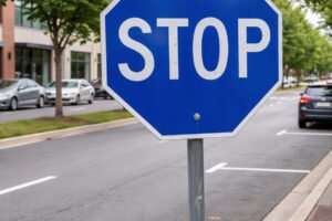 Why Some Stop Signs Are Blue—and What Drivers Should Do