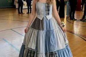 I Sewed a Dress From My Dad’s Shirts for Prom in His Honor – My Classmates Laughed Until the Principal Took the Mic and the Room Fell Silent