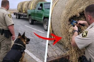 K9 Kept Barking at Hay Bales on Highway, Deputy Cut It Open and Turned Pale!