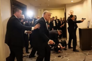 Chaos at White House Correspondents’ Dinner as gunman storms hotel, opens fire outside ballroom and Trump is evacuated