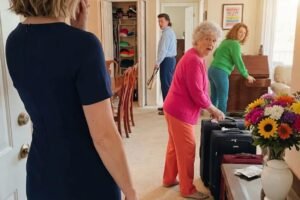 After my husband’s funeral, I returned home with my black dress still clinging to my skin. I opened the door… and found my mother-in-law and eight family members packing suitcases as if it were a hotel.