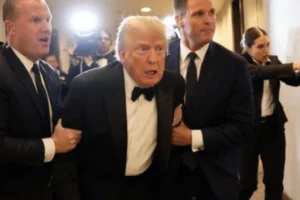 Chaos at White House Correspondents’ Dinner as gunman storms hotel, opens fire outside ballroom and Trump is evacuated