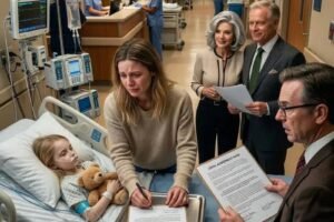 My 7-year-old daughter needed emergency surgery, and my in-laws saw it as their chance to take everything. “Sign over the house and the company,” my mother-in-law said coldly, “then we’ll pay.”