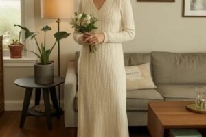 I Knitted My Wife’s Wedding Dress for Our Vow Renewal – When Guests Started Laughing at the Reception, She Took the Microphone and the Entire Room Fell Silent
