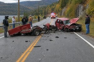 A severe crash occurred just minutes ago on the Sa… road